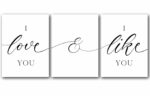 I Love You and I Like You, Set of 3 Poster Prints, Minimalist Art, Home Wall Decor, Multiple Sizes