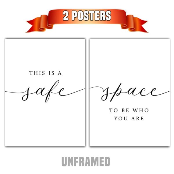 This Is A Safe Space, Set of 2 Poster Prints, Minimalist Art, Home Wall Decor