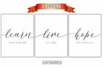 Learn Live Hope, Set of 3 Poster Prints, Minimalist Art, Home Wall Decor, Multiple Sizes