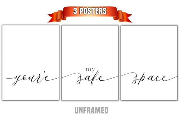You're My Safe Space, Set of 3 Poster Prints, Minimalist Art, Home Wall Decor, Multiple Size