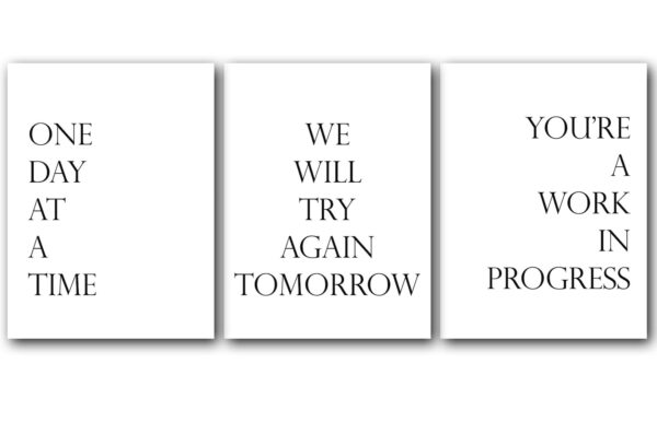 One Day At A Time, Set of 3 Poster Prints, Minimalist Art, Home Wall Decor
