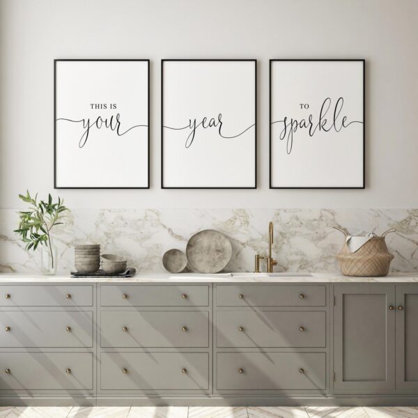 This Is Your Year To Sparkle, Set of 3 Prints, Personal Gift, Motivational Quote, Home Wall Décor Art, Typography, Multiple Sizes