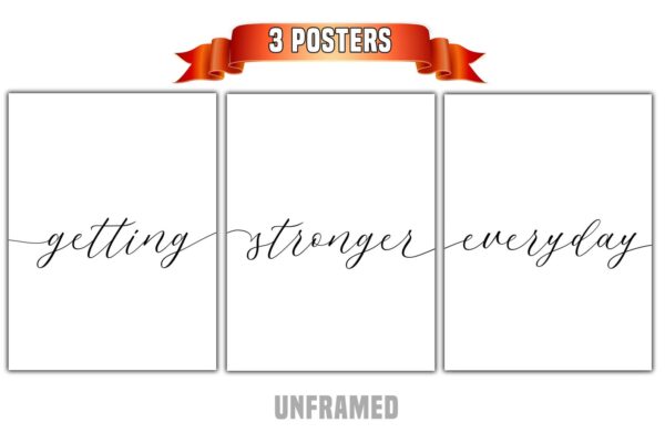 Getting Stronger Everyday, Set of 3 Prints, Personal Gift, Home Wall Décor Art, Typography, Multiple Sizes