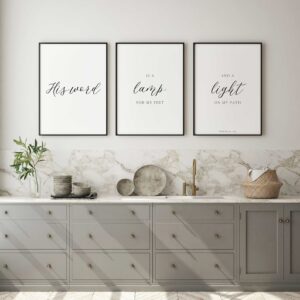 Psalm 199:105, Set of 3 Prints, Wall Décor Art, Bible Verse, Typography, Multiple Sizes