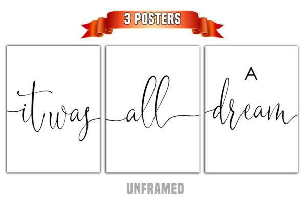 It Was All A Dream, Set of 3 Prints, Minimalist Art, Home Wall Decor, Multiple Sizes
