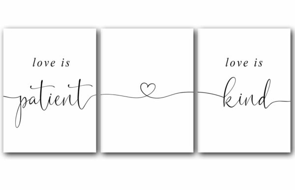 Love Is Patient, Love Is Kind, Set of 3 Poster Prints, Minimalist Art, Home Wall Decor