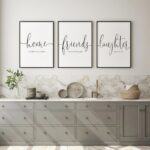 HOME, Set of 3 Poster Prints, Motivational Quote, Home Wall Décor, Minimalist Art, Multiple Sizes